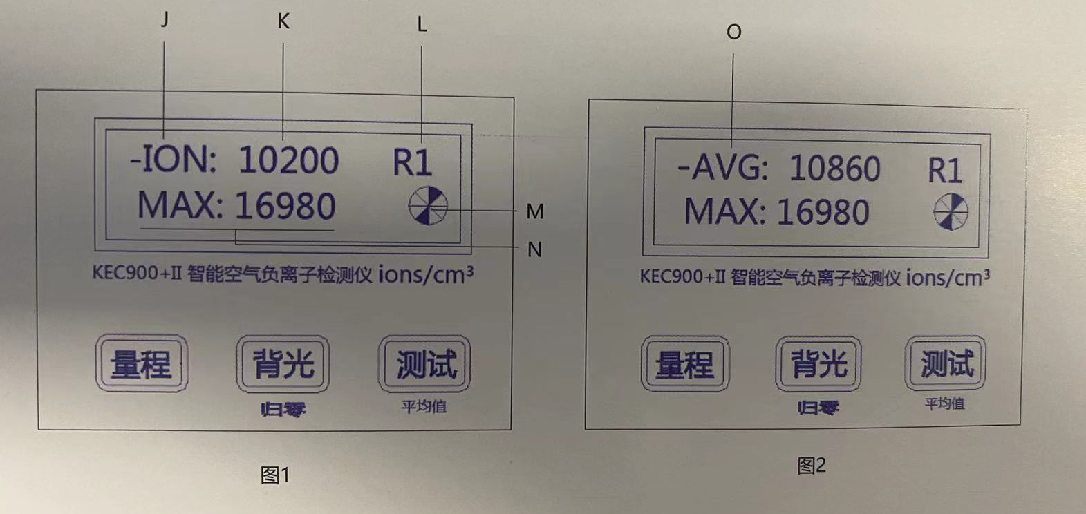 KEC-900系列負(fù)離子濃度檢測(cè)儀顯示模式
